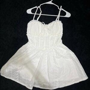 Altar'd State White Lace Spaghetti-Strap Babydoll Chemise